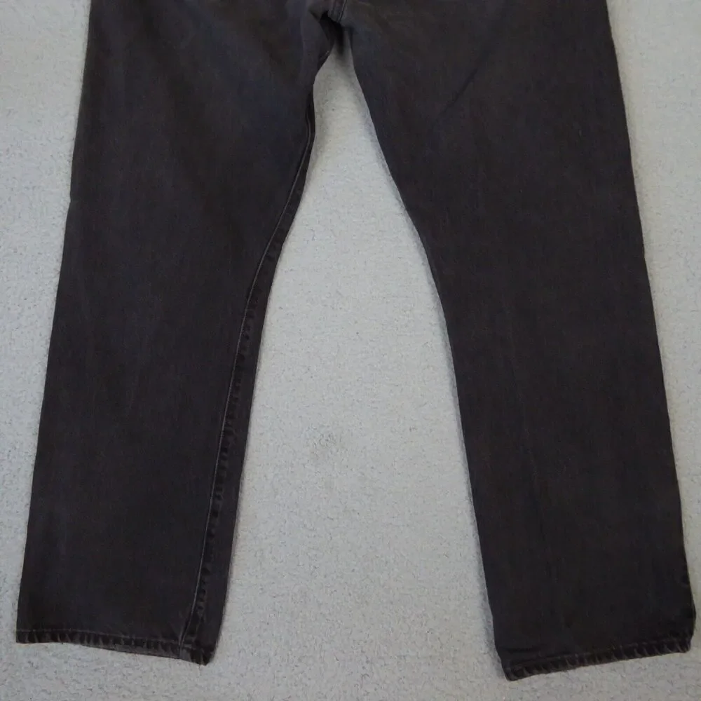 Levis 501 Jeans Mens 38x32 Black Denim Button Fly Distressed Straight Leg Y2K